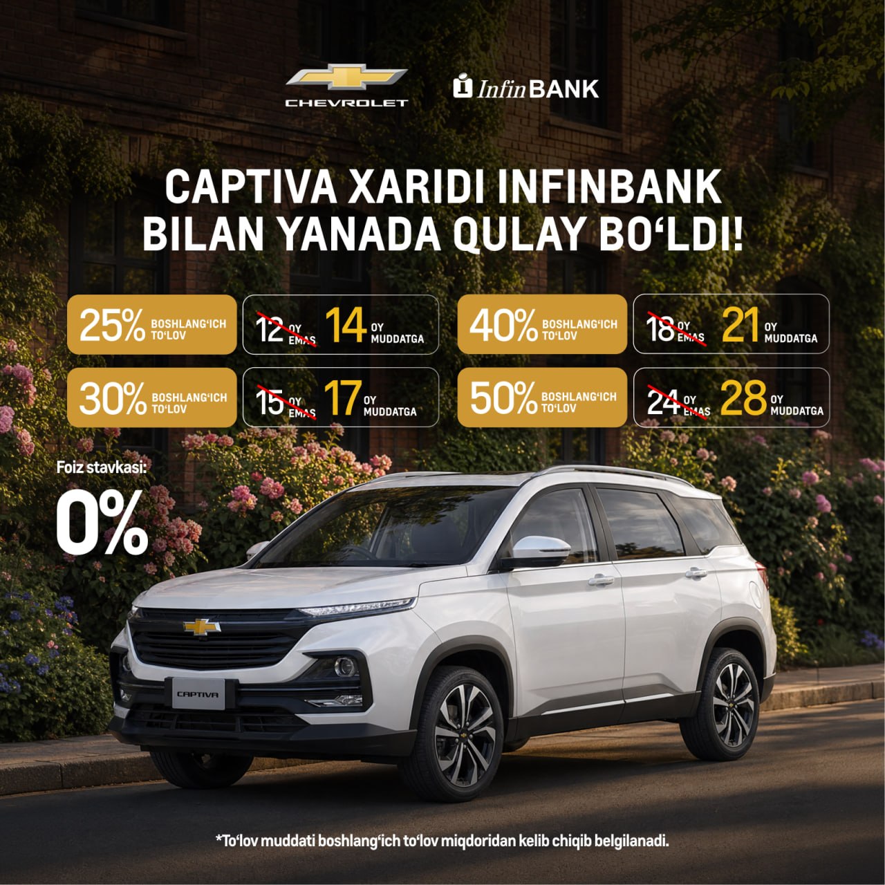 Chevrolet’ni bo‘lib-bo‘lib to‘lash muddati uzaytirildi